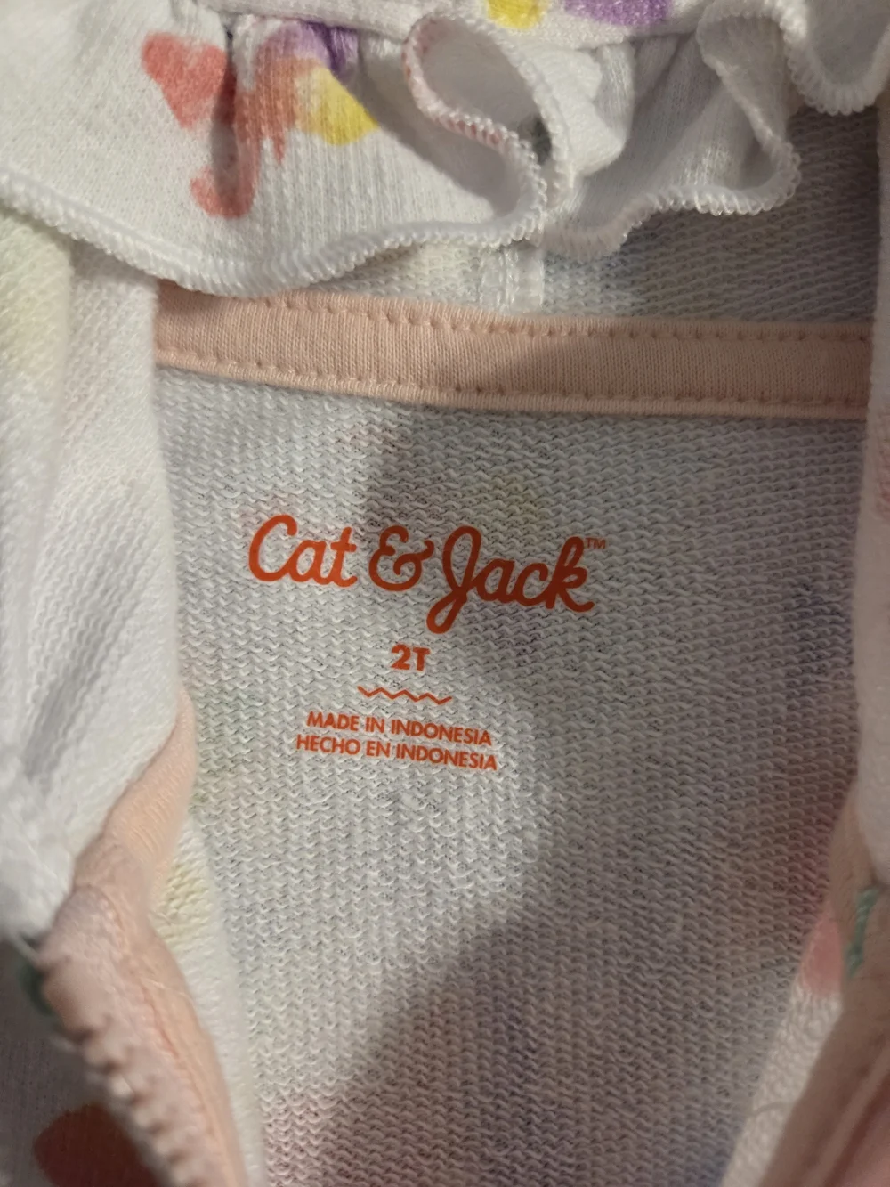 Cat & Jack White Girls' Hooded Zip Sweatshirt with Rainbow Butterfly Print